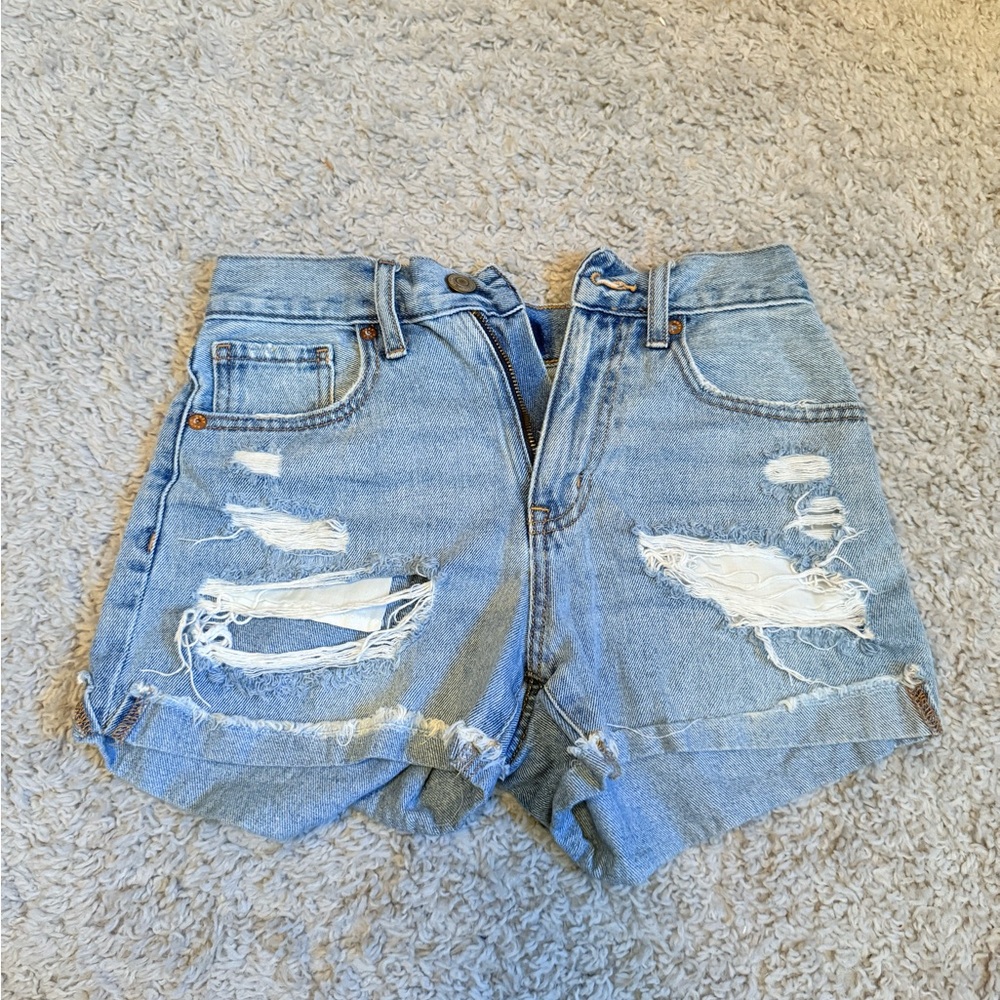 Aeropostale Blue Jean Shorts Distressed High-Waisted